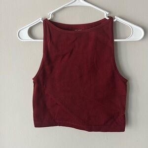 Miami Maroon Ribbed Crop Top